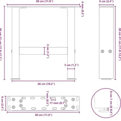 vidaXL Patas para mesa de centro blancas (2 unidades, 30 x 31 cm, acero) Blanco Hot