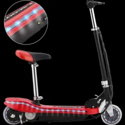vidaXL Patinete para niños con asiento y LED 120 W Rojo Sale