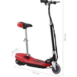 vidaXL Patinete para niños con asiento y LED 120 W Rojo Sale