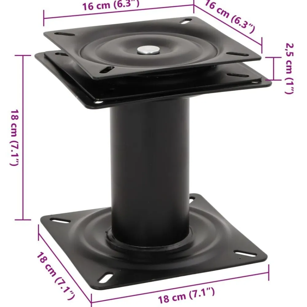 vidaXL Piezas Y Accesorios Para Vehículos-Pedestal de asiento de barco con asiento giratorio 360° acero