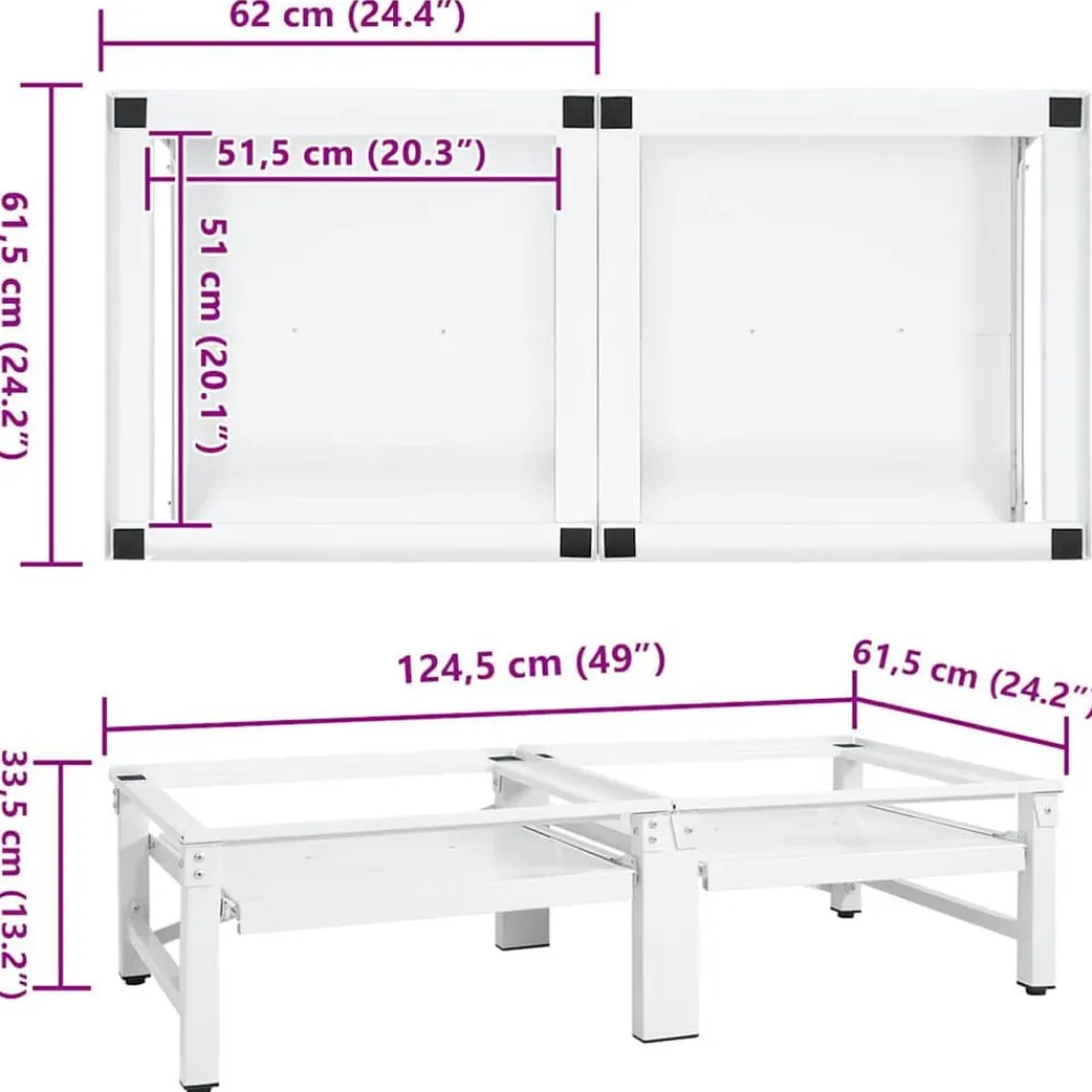 vidaXL Pedestal doble lavadora secadora con estantes extraíbles Blanco Online