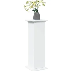vidaXL Pedestal expositor con almacenaje madera 31x30x90 cm Blanco Outlet