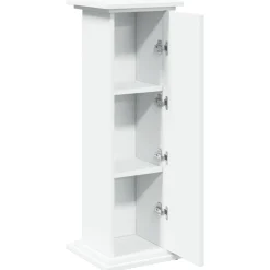 vidaXL Pedestal expositor con almacenaje madera 31x30x90 cm Blanco Outlet