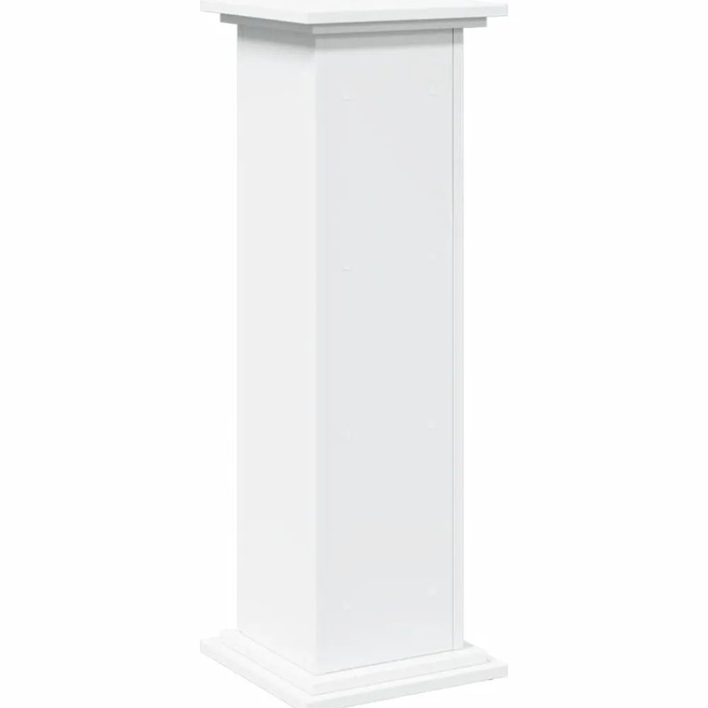 vidaXL Pedestal expositor con almacenaje madera 31x30x90 cm Blanco Outlet