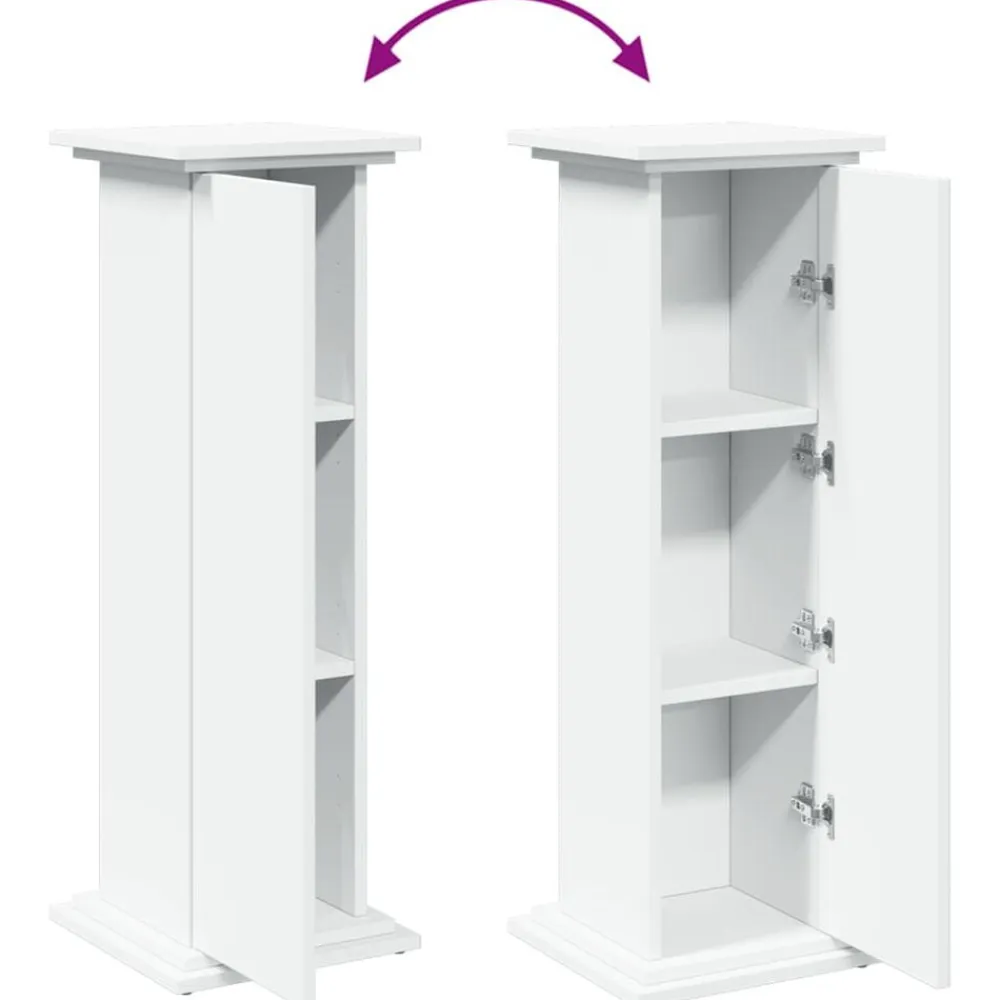 vidaXL Pedestal expositor con almacenaje madera 31x30x90 cm Blanco Outlet