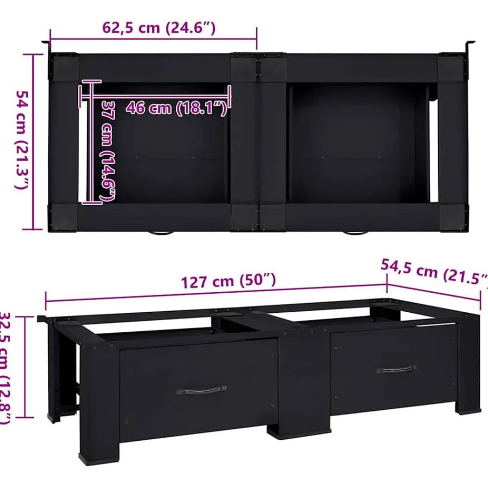 vidaXL Accesorios Para Electrodomésticos-Pedestal para Lavadora 2 pcs 127 x 54,5 x 32,5 cm Acero