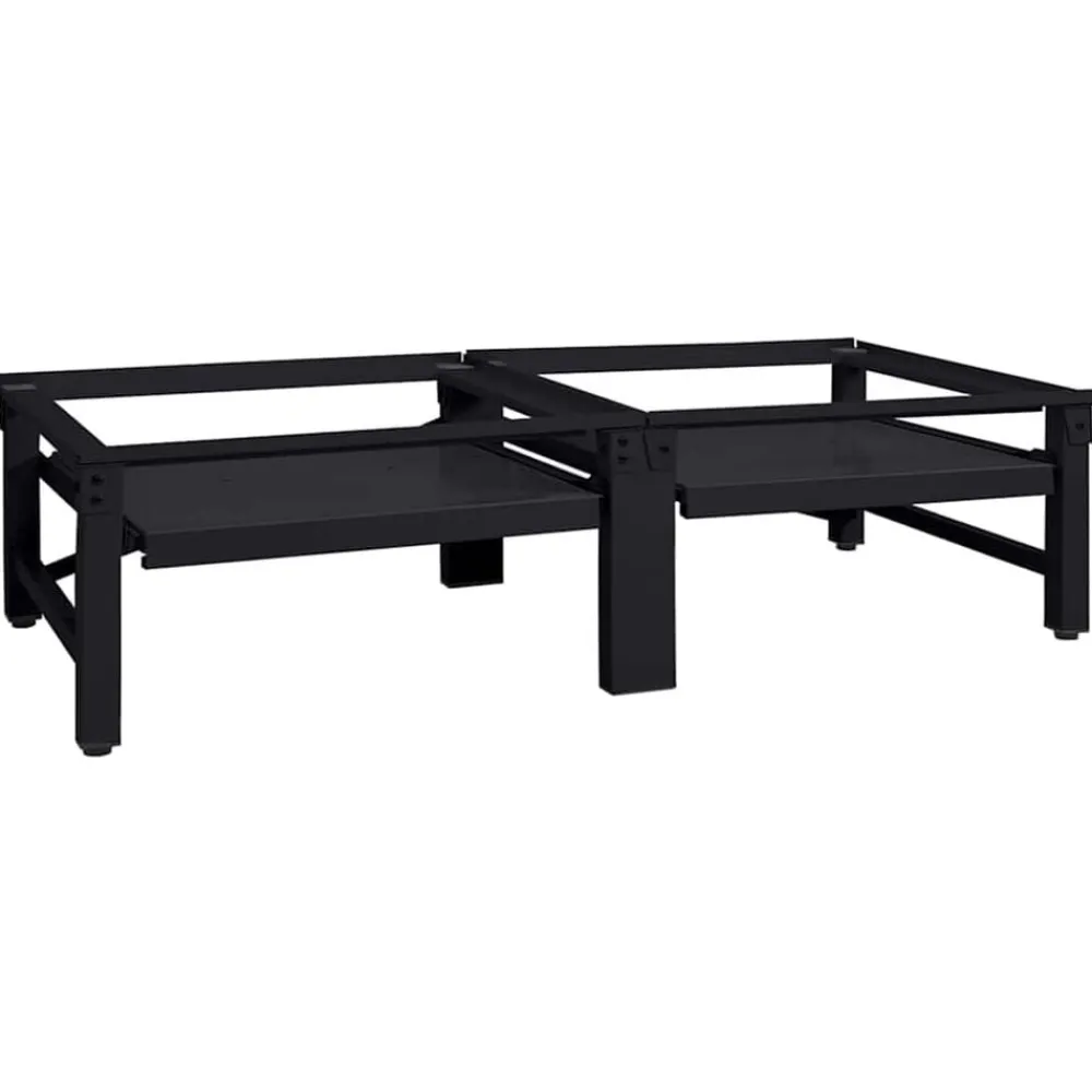 vidaXL Pedestal para Lavadora 2 pcs 124,5 x 61,5 x 32,5 cm Acero Negro New