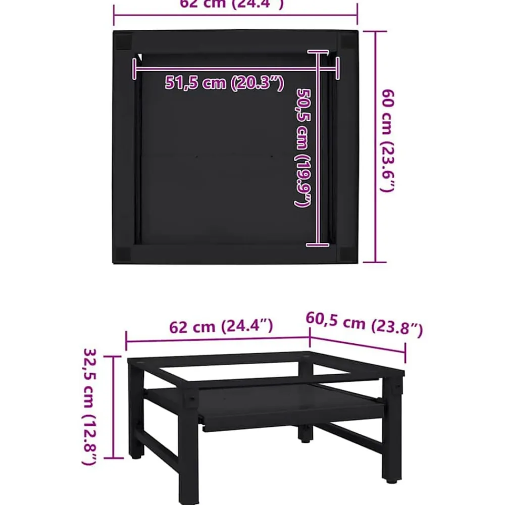 vidaXL Accesorios Para Electrodomésticos-Pedestal para Lavadora 62 x 60,5 x 32,5 cm Acero