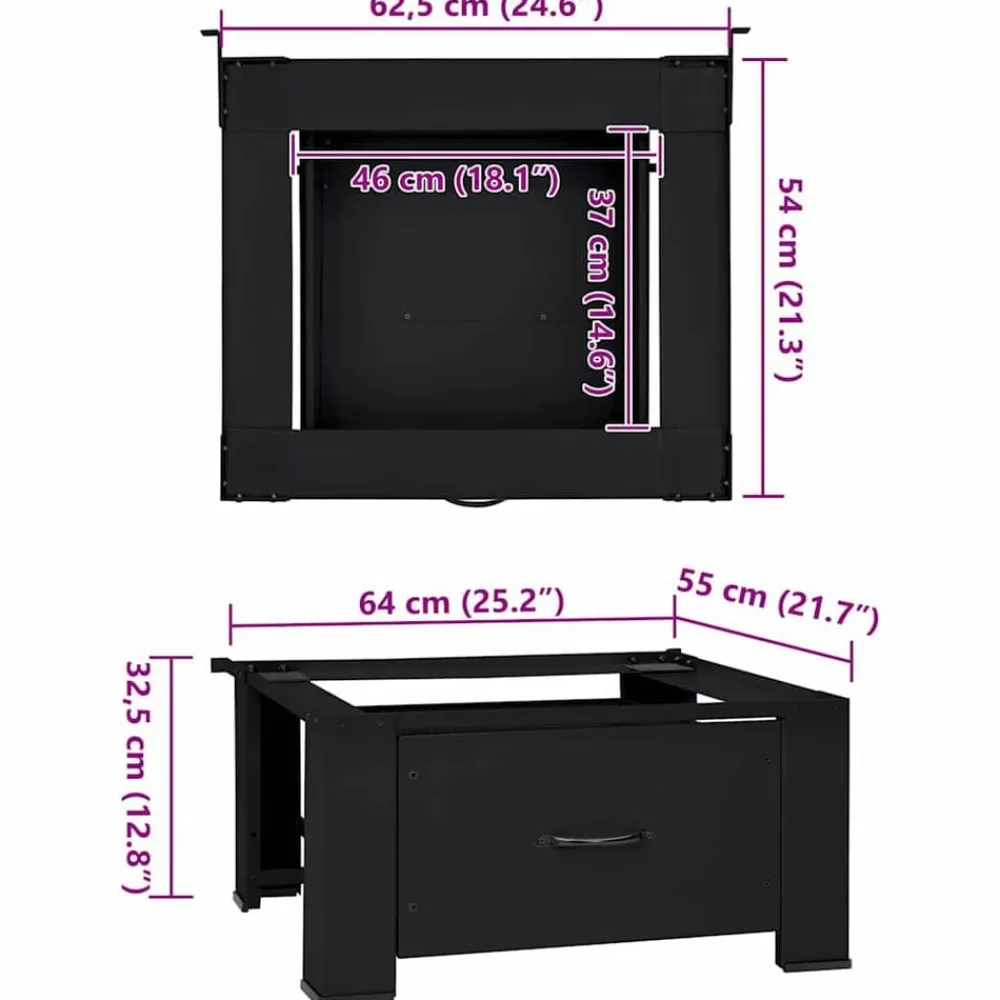 vidaXL Accesorios Para Electrodomésticos-Pedestal para Lavadora 64 x 55 x 32,5 cm Acero