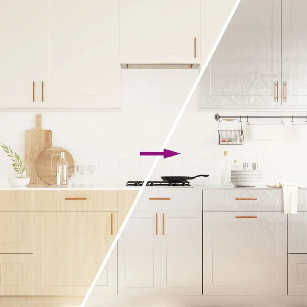 vidaXL Arte Y Ocio-Pegatina de mueble autoadhesiva PET plateado 90x500 cm