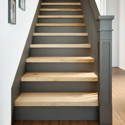vidaXL Peldaños de escalera 4 uds madera maciza roble sin tratar Natural