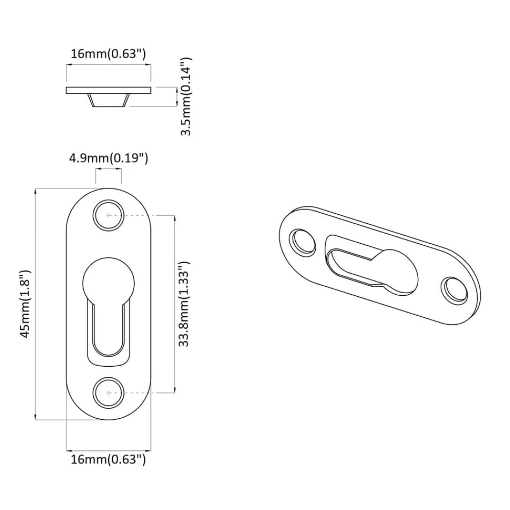 vidaXL Percha con Agujero de Llave 2 pcs Plateado 45 x 16 x 3.5 mm Online