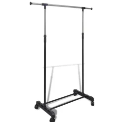 vidaXL Productos Del Hogar-Perchero ajustable para ropa 4 ruedas 1 barras