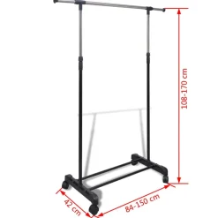 vidaXL Productos Del Hogar-Perchero ajustable para ropa 4 ruedas 1 barras