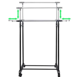 vidaXL Productos Del Hogar-Perchero ajustable para ropa 4 ruedas 2 barras