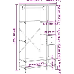 vidaXL Perchero con estantes madera de ingeniería marrón roble Marrón roble