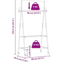 vidaXL Perchero con estantes y ruedas 96x45,5x155,5 cm bambú Hot