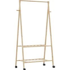 vidaXL Perchero con estantes y ruedas 96x45,5x155,5 cm bambú Online