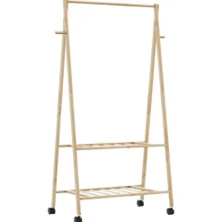 vidaXL Perchero con estantes y ruedas 96x45,5x155,5 cm bambú Online
