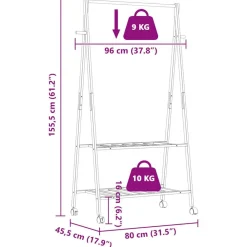 vidaXL Perchero con estantes y ruedas 96x45,5x155,5 cm bambú Online