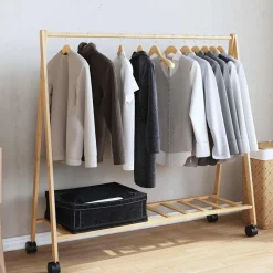 vidaXL Productos Del Hogar-Perchero con estantes y ruedas 106x34x106,5 cm bambú