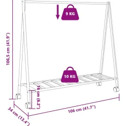 vidaXL Productos Del Hogar-Perchero con estantes y ruedas 106x34x106,5 cm bambú