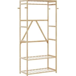 vidaXL Productos Del Hogar-Perchero con estantes bambú 80x40x175 cm