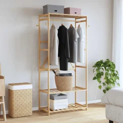 vidaXL Productos Del Hogar-Perchero con estantes bambú 80x40x175 cm