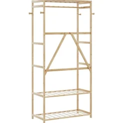 vidaXL Productos Del Hogar-Perchero con estantes bambú 80x40x175 cm