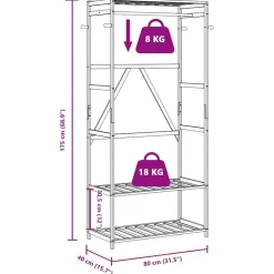 vidaXL Productos Del Hogar-Perchero con estantes bambú 80x40x175 cm