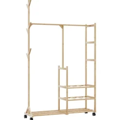 vidaXL Perchero con estantes y ruedas 100x38x175,5 cm bambú