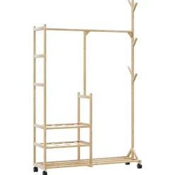 vidaXL Perchero con estantes y ruedas 100x38x175,5 cm bambú