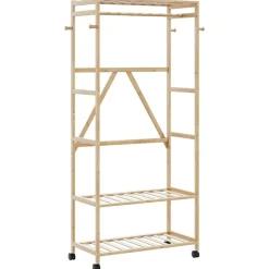 vidaXL Productos Del Hogar-Perchero con estantes y ruedas 90x40x179,5 cm bambú