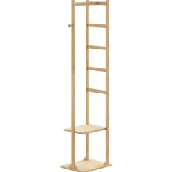 vidaXL Perchero con ganchos y estantes 38,5x30x156 cm bambú New