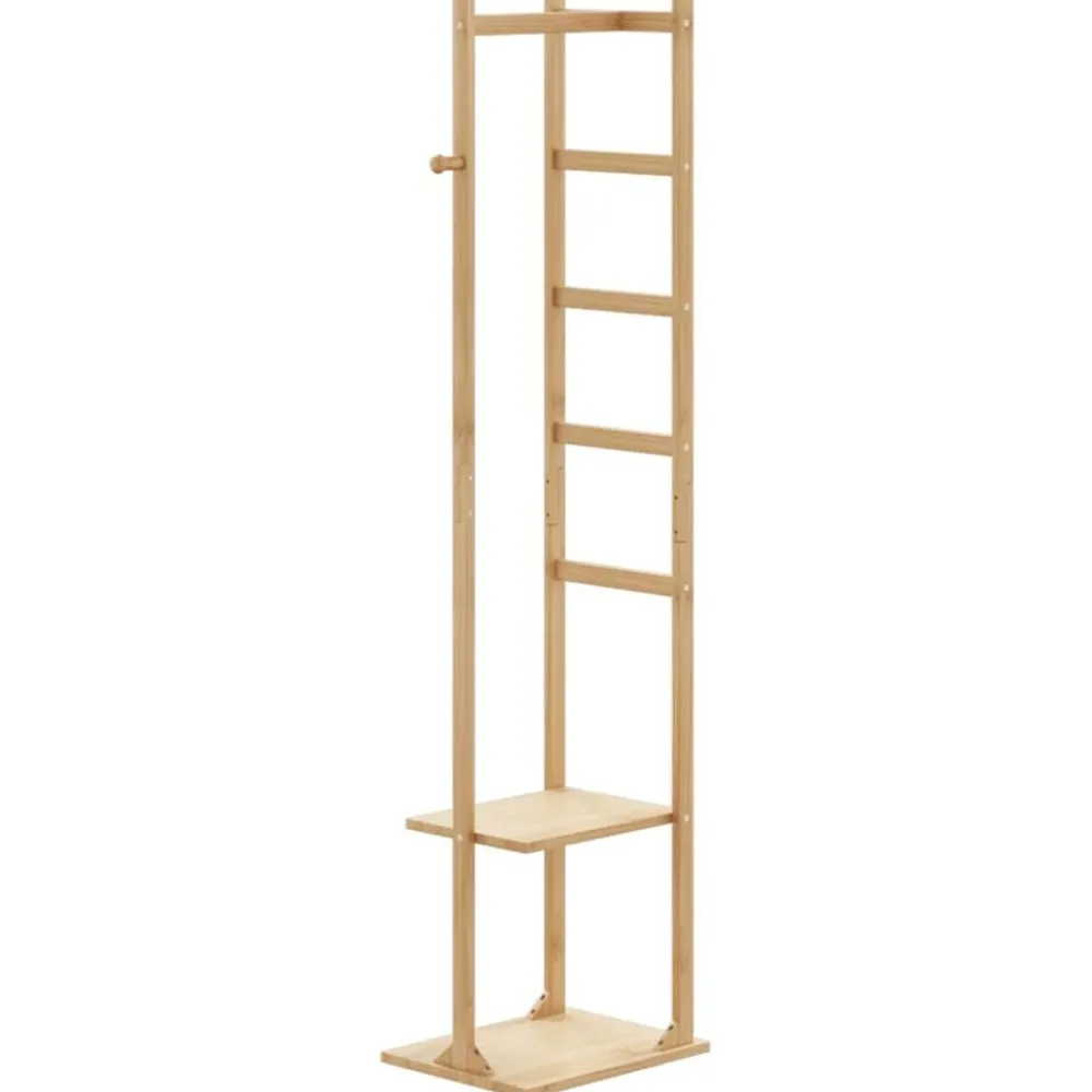 vidaXL Perchero con ganchos y estantes 38,5x30x156 cm bambú New