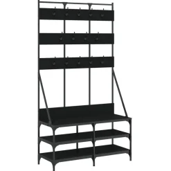 vidaXL Perchero con zapatero 100x40x184 cm Negro Discount
