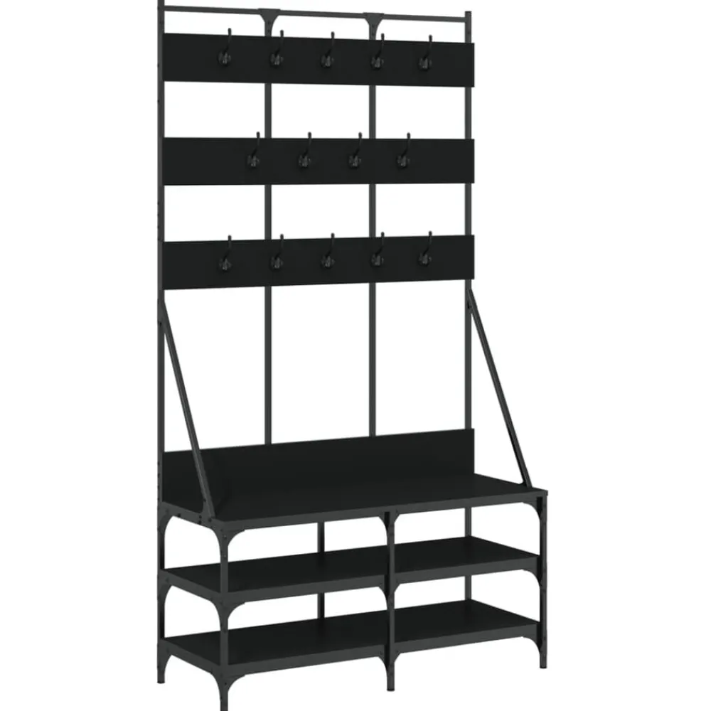 vidaXL Perchero con zapatero 100x40x184 cm Negro Discount