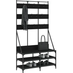 vidaXL Perchero con zapatero 100x40x184 cm Negro Discount