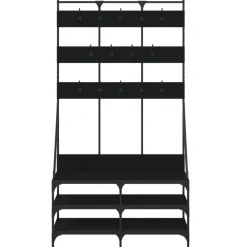 vidaXL Perchero con zapatero 100x40x184 cm Negro Discount