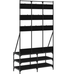 vidaXL Perchero con zapatero 100x40x184 cm Negro Discount