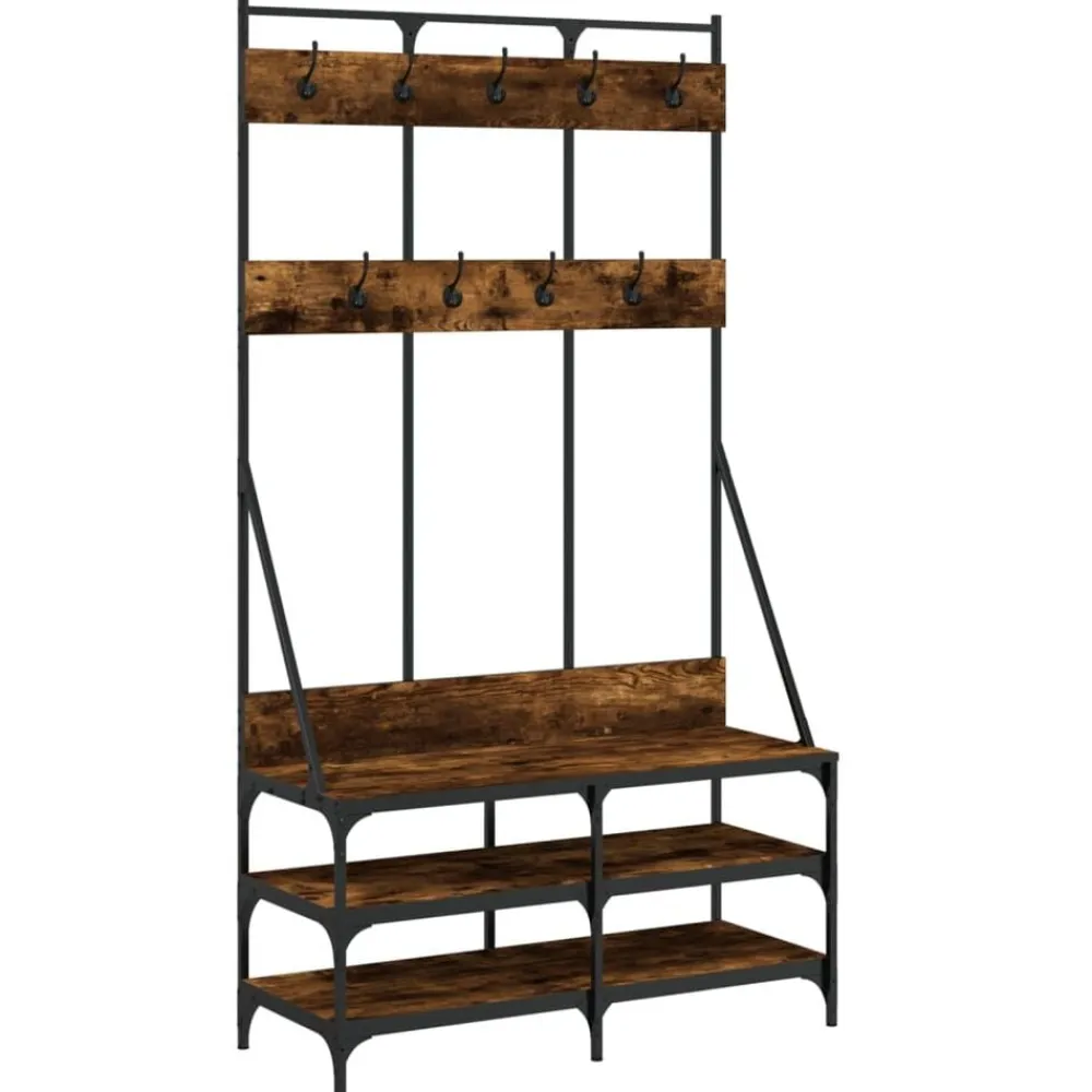 vidaXL Perchero con zapatero 100x40x184 cm Roble ahumado Sale