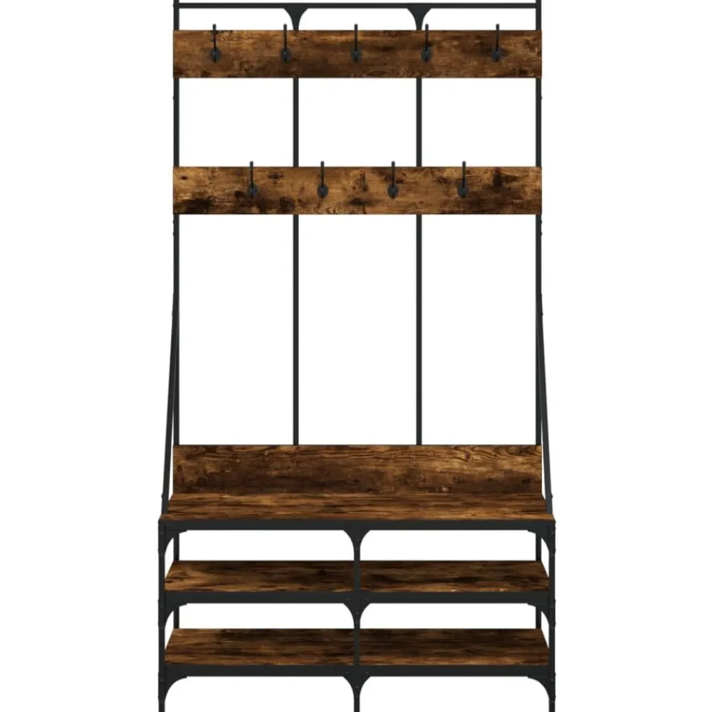 vidaXL Perchero con zapatero 100x40x184 cm Roble ahumado Sale