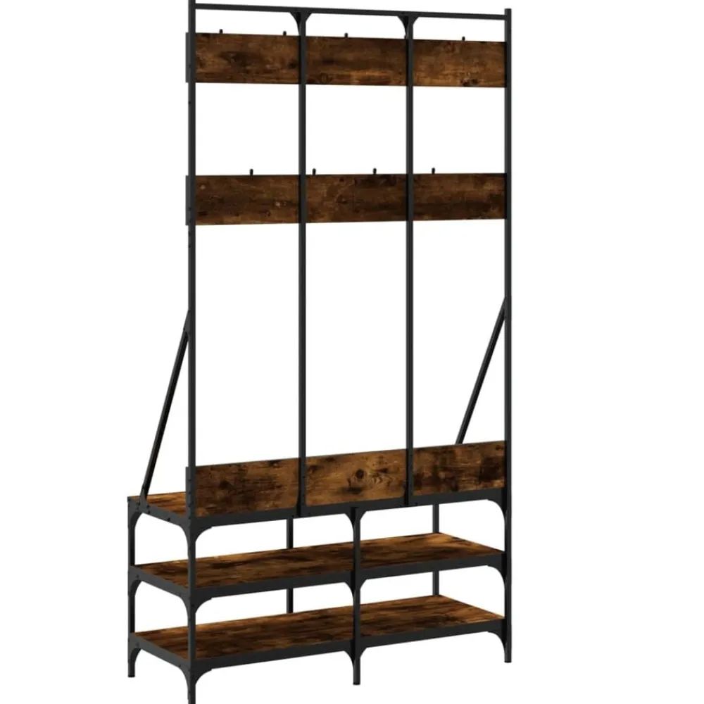 vidaXL Perchero con zapatero 100x40x184 cm Roble ahumado Sale