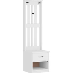 vidaXL Perchero de entrada SANDNES madera pino 45x40x159,5 cm Blanco