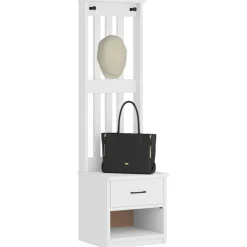 vidaXL Perchero de entrada SANDNES madera pino 45x40x159,5 cm Blanco