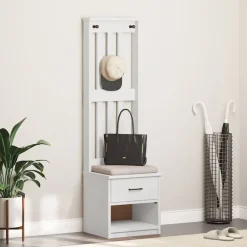 vidaXL Perchero de entrada SANDNES madera pino 45x40x159,5 cm Blanco