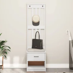 vidaXL Perchero de entrada SANDNES madera pino 45x40x159,5 cm Blanco