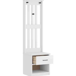 vidaXL Perchero de entrada SANDNES madera pino 45x40x159,5 cm Blanco