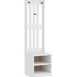 vidaXL Perchero de entrada SANDNES madera pino 45x40x159,5 cm Blanco Discount