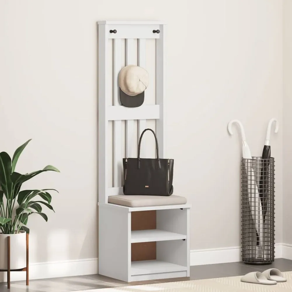vidaXL Perchero de entrada SANDNES madera pino 45x40x159,5 cm Blanco Discount